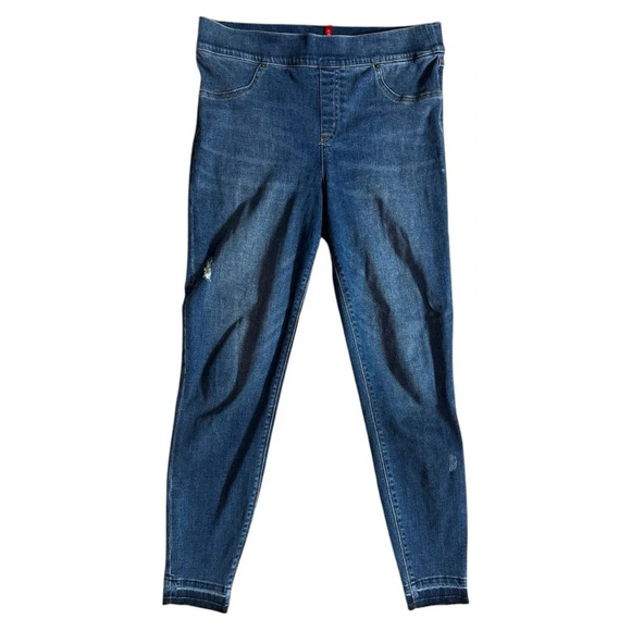 Spanx Denim Jeans Distressed Skinny Ankle Size Large - Picture 1 of 9